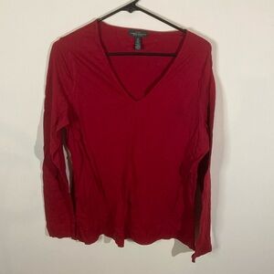 Ralph Lauren Red V Neck Long Sleeve Top Size XL